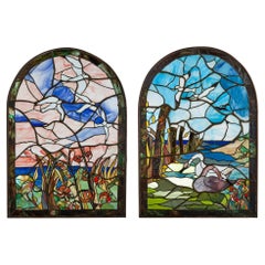 Pair of American Stained-Glass Windows in the Manner of Tiffany