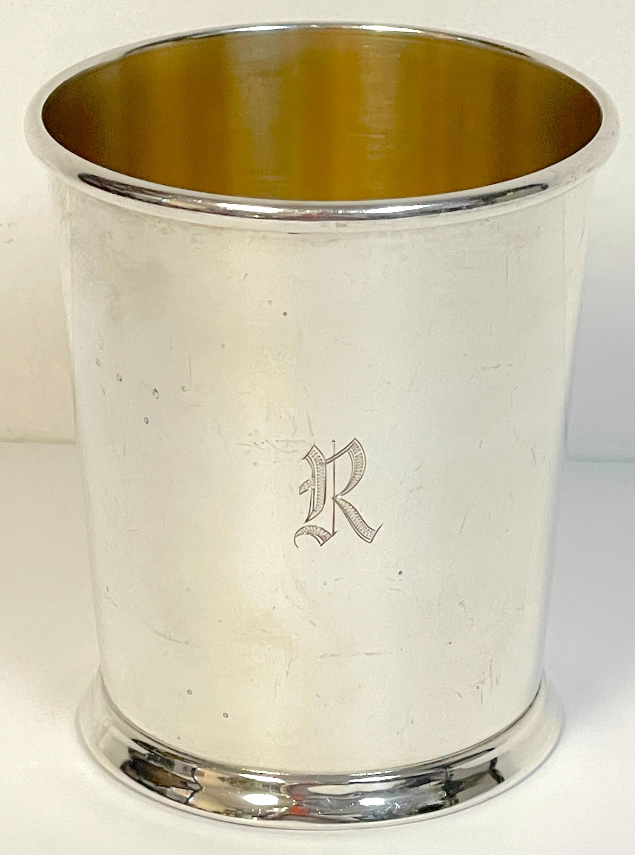Pair of American Sterling Mint Julep Cups with Gold Washed Interiors In Good Condition In West Palm Beach, FL