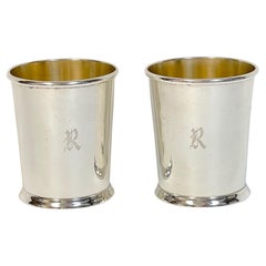 Pair of American Sterling Mint Julep Cups with Gold Washed Interiors
