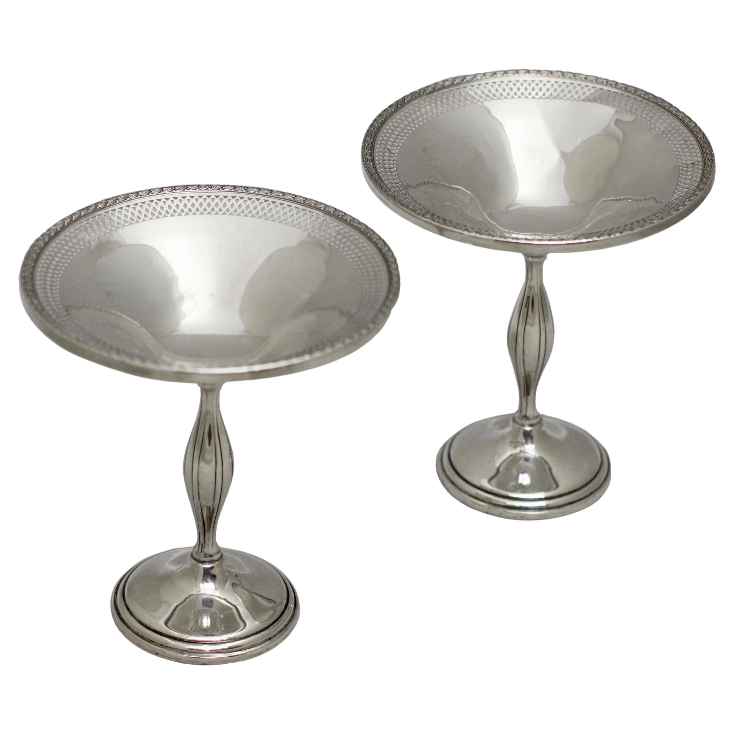 Pair of American Sterling Silver Compotes 20th Century For Sale
