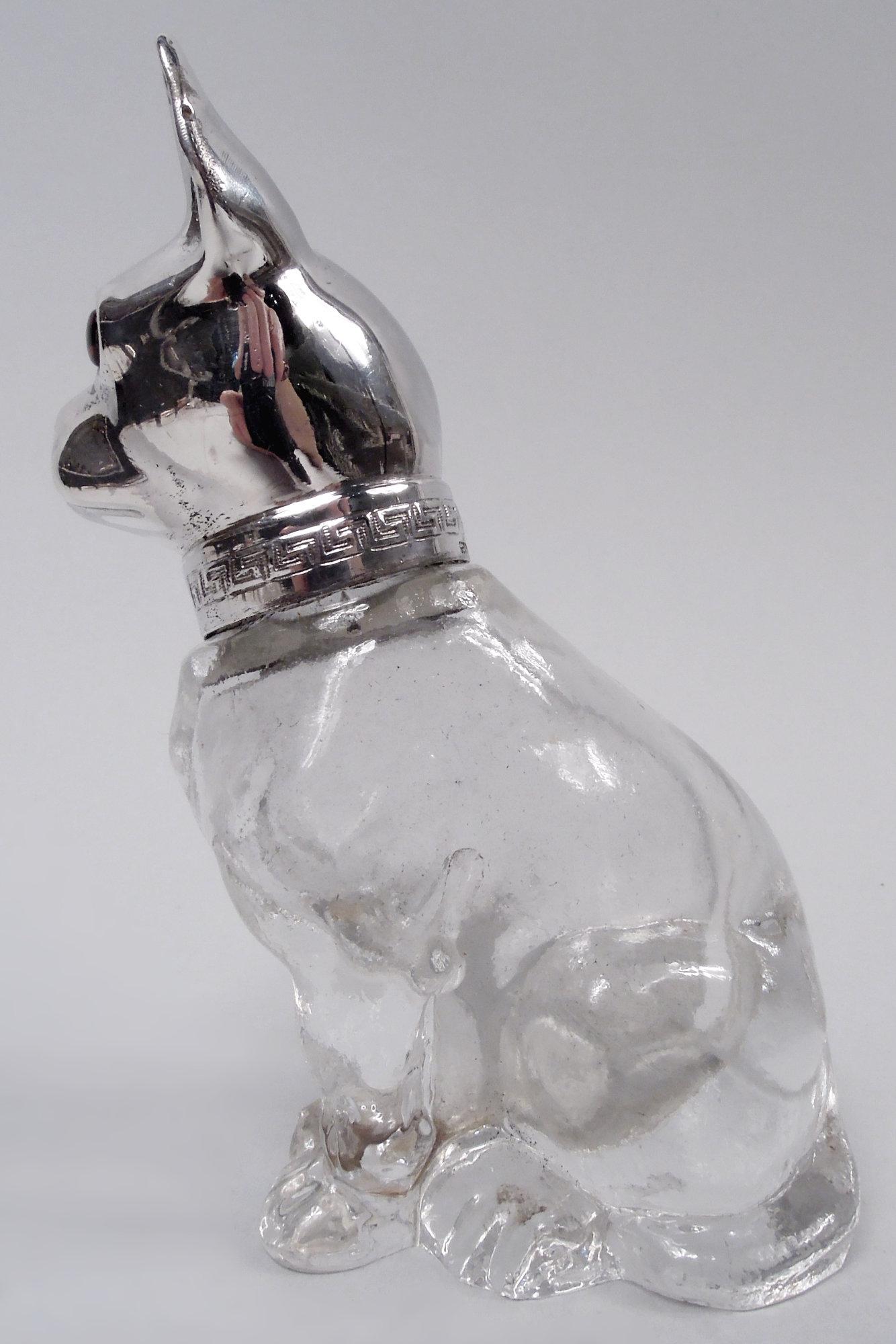 Américain Paire de salières et de poivrières en argent américain avec chien en vente