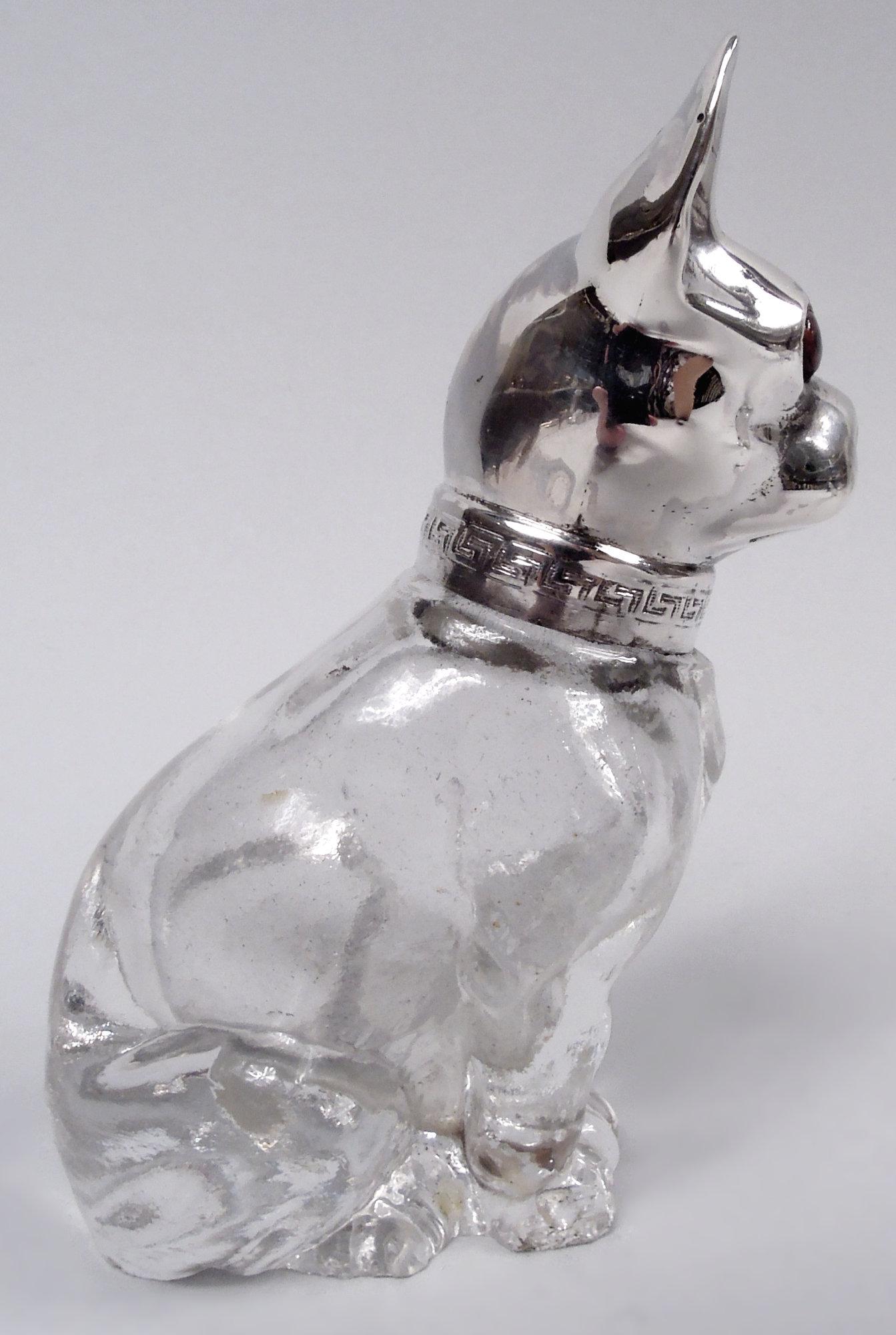 Paire de salières et de poivrières en argent américain avec chien en vente 1