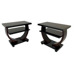 Pair of American Streamline Moderne Art Deco Side Tables, Circa 1940’s-1950’s
