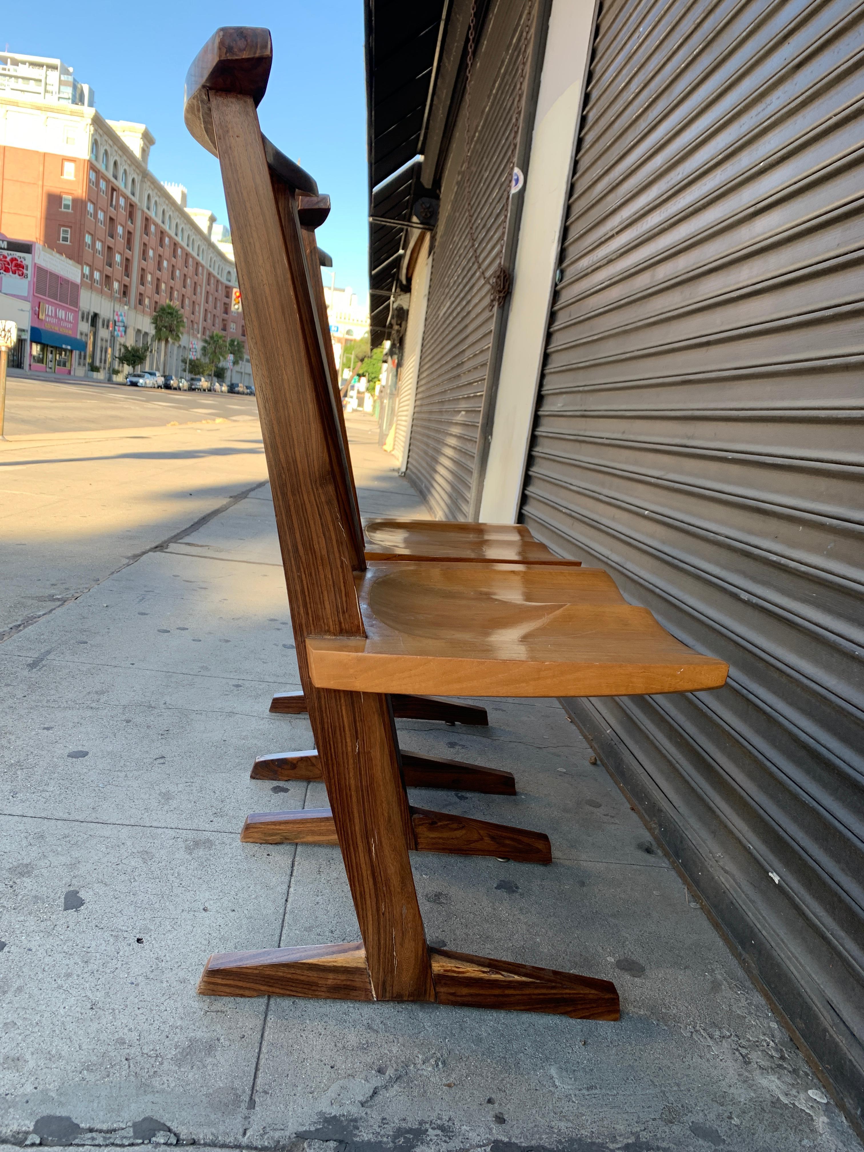 Wood Pair of American Studio Conoid Chairs