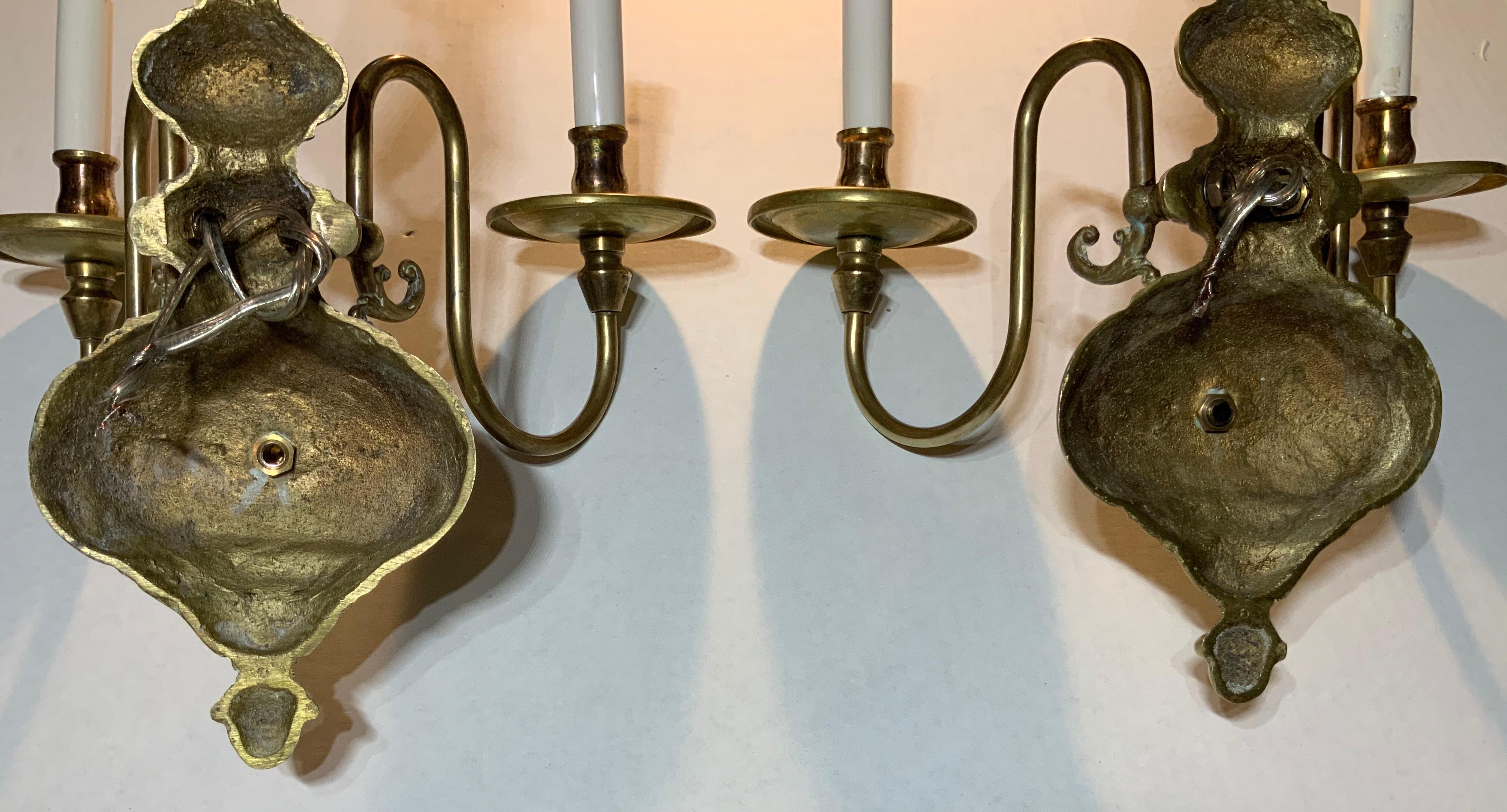Pair of American Style Brass Wall Sconces For Sale 10