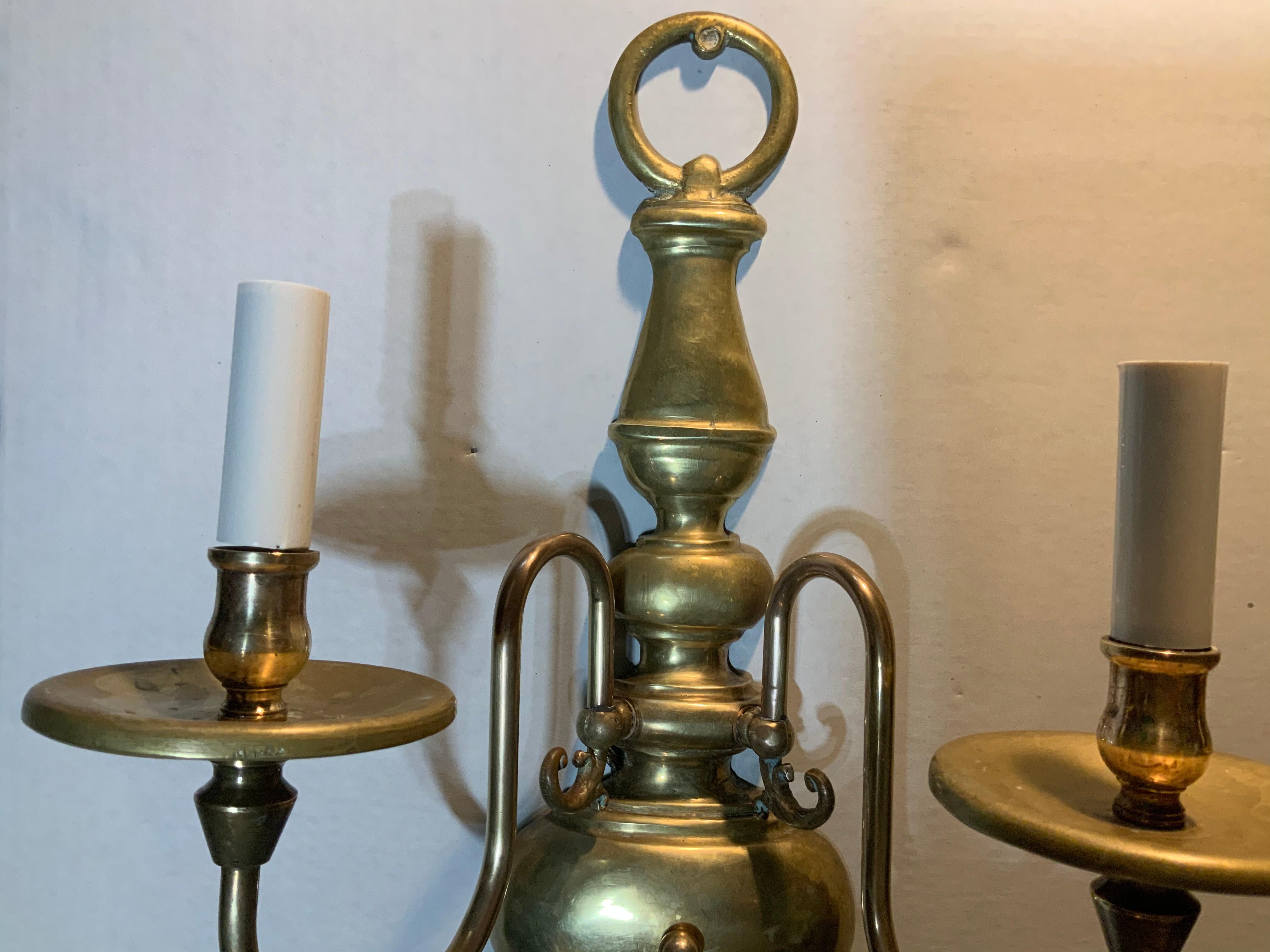 Pair of American Style Brass Wall Sconces For Sale 3