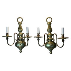 Vintage Pair of American Style Brass Wall Sconces