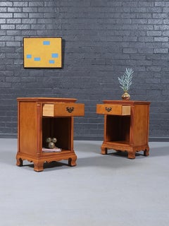 Pair of American Traditional Maple Night Stands w/ Bookcase