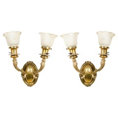 Pair of American Victorian Bronze Dolphin Wall Sconces