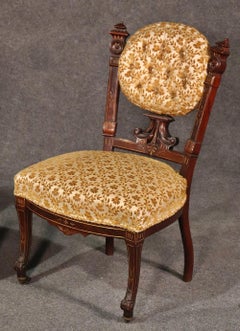 Pair of American Victorian Burled Walnut Side Chairs attr Pottier & Stymus