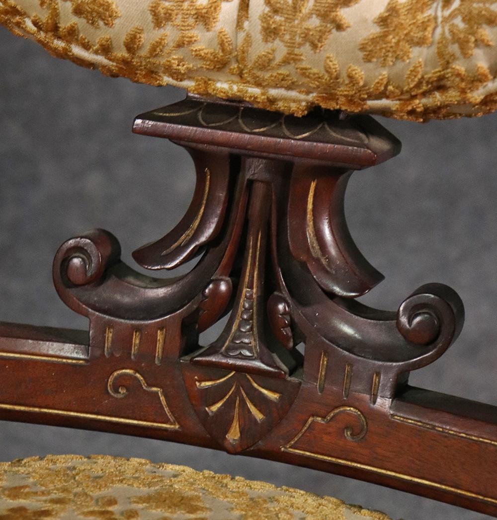 Pair of American Victorian Burled Walnut Side Chairs attr Pottier & Stymus 1