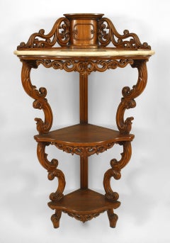 Pair of Victorian Rosewood Corner Hanging Etageres