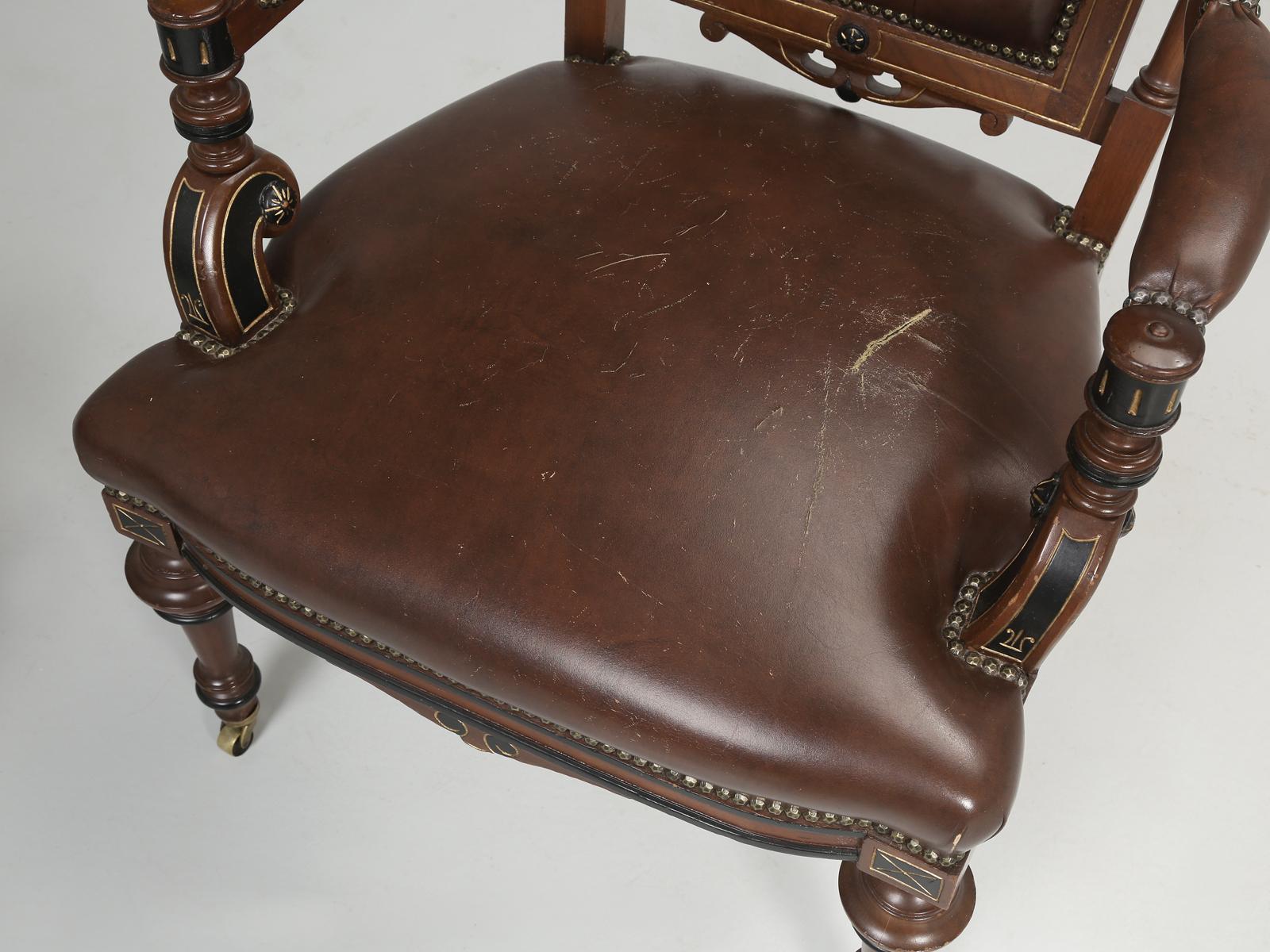 Pair of American Victorian Eastlake Arm Chairs with a Bamboo Detail Late 1800's 5