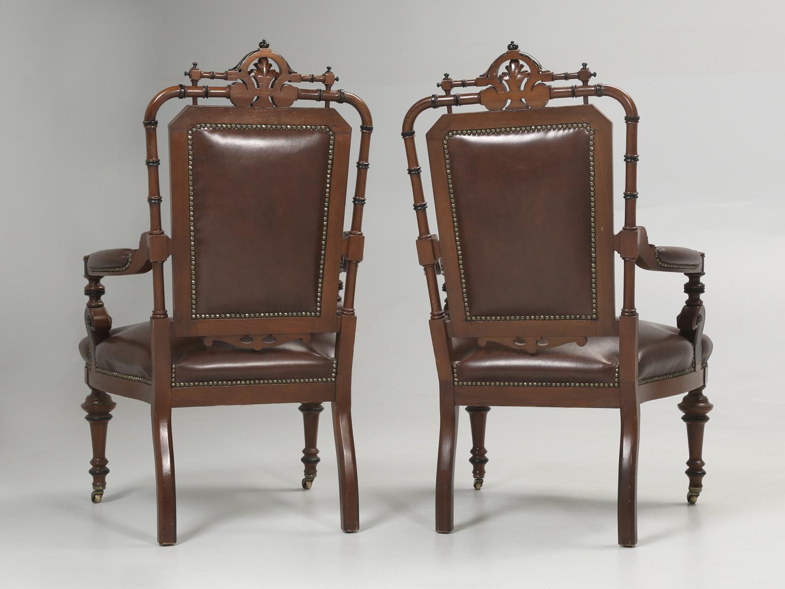 Pair of American Victorian Eastlake Arm Chairs with a Bamboo Detail Late 1800's 11