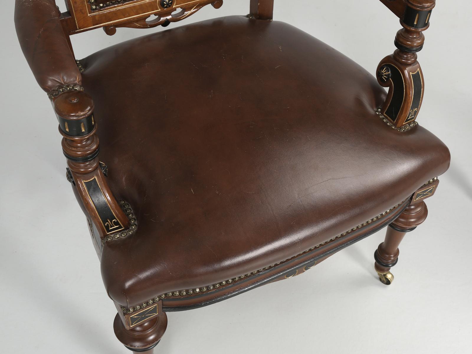 Pair of American Victorian Eastlake Arm Chairs with a Bamboo Detail Late 1800's 3