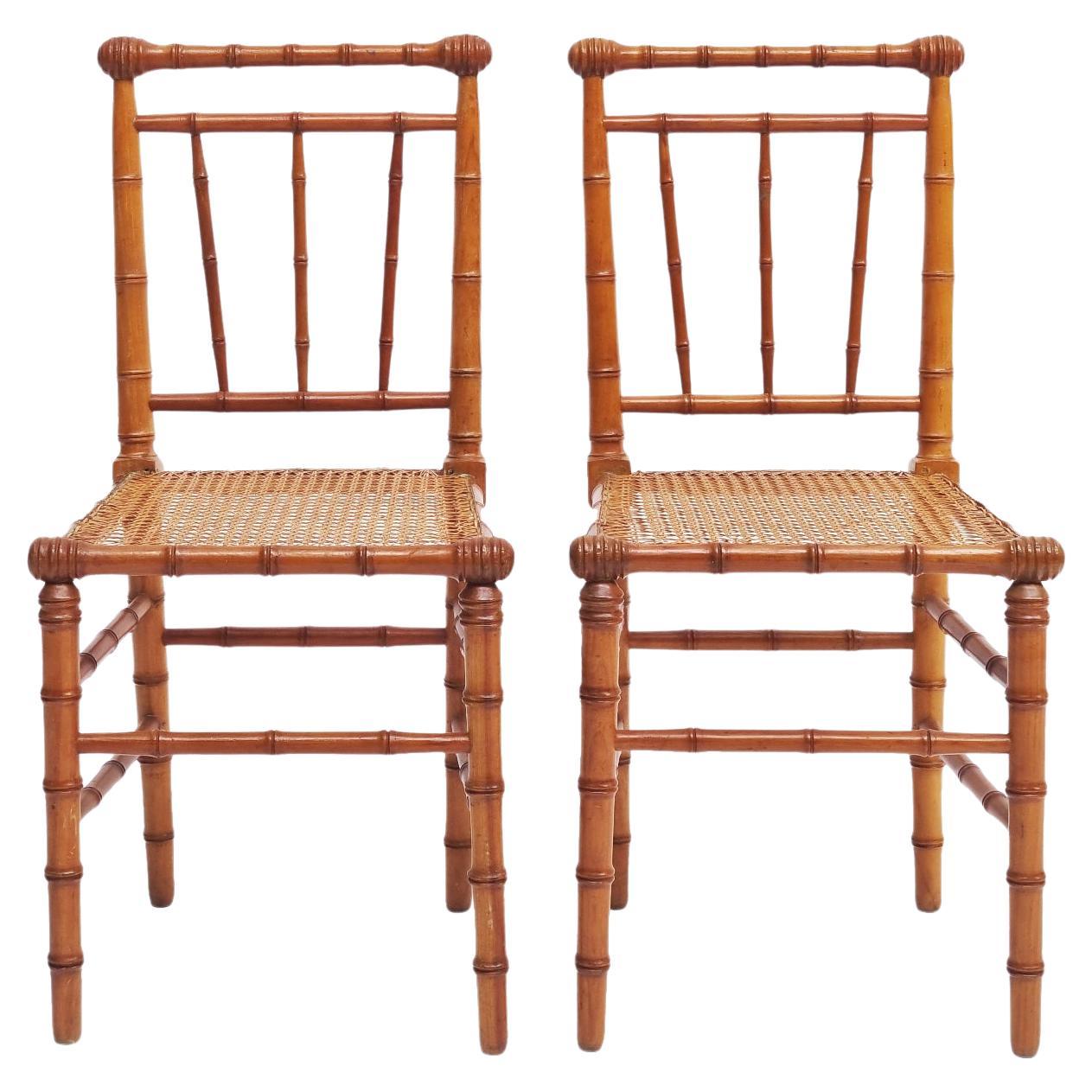 Pair of American Victorian Faux Bamboo Side Chairs, c. 1880