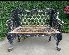 Pair of American Victorian Heavy Cast Iron Kramer Brothers Benches, Circa 1890