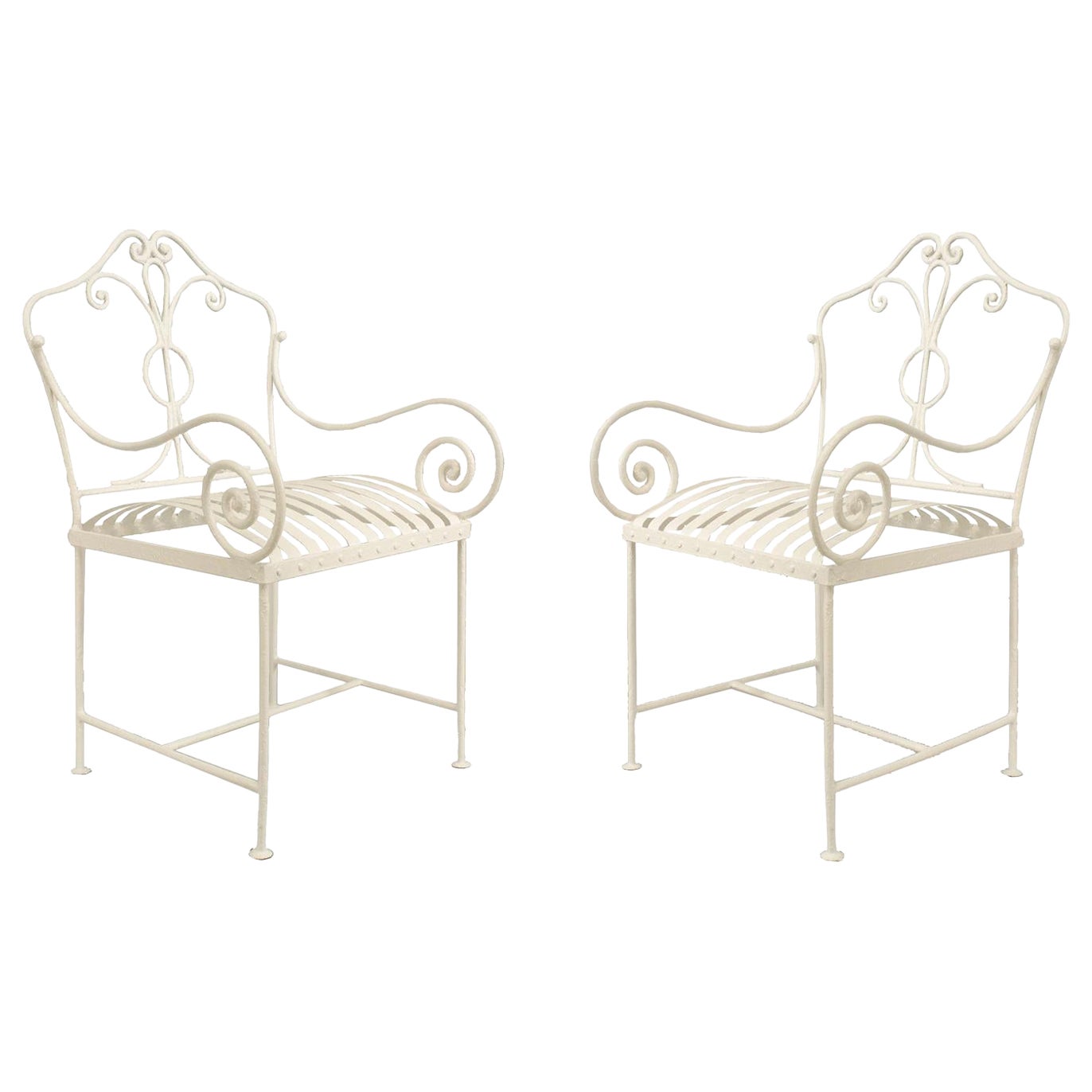Pair of American Victorian Iron Armchairs