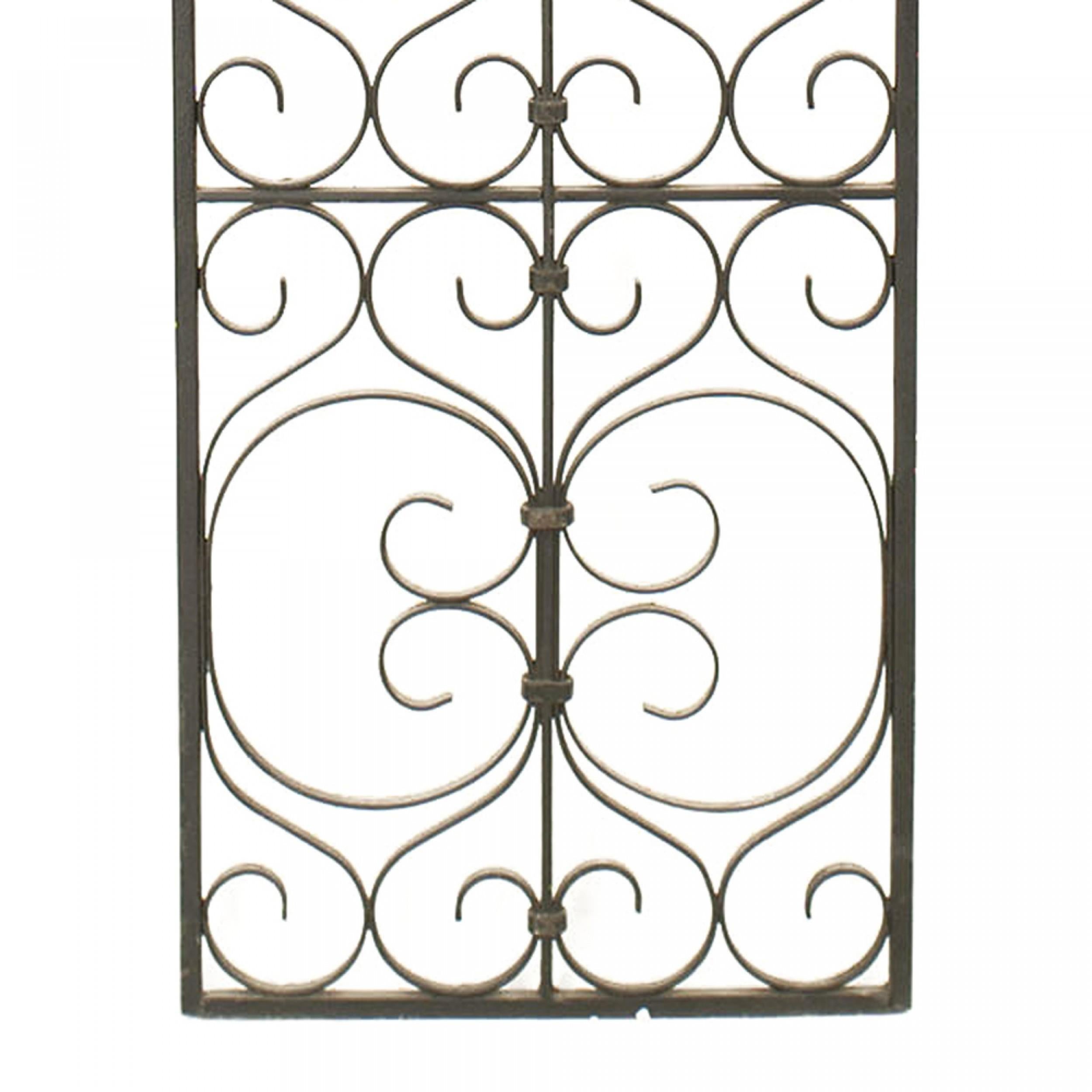 COPPIA di cancelli in ferro battuto nero in stile vittoriano con design a volute filigranate e 8 pannelli ciascuno (PREZZO A COPPIA).