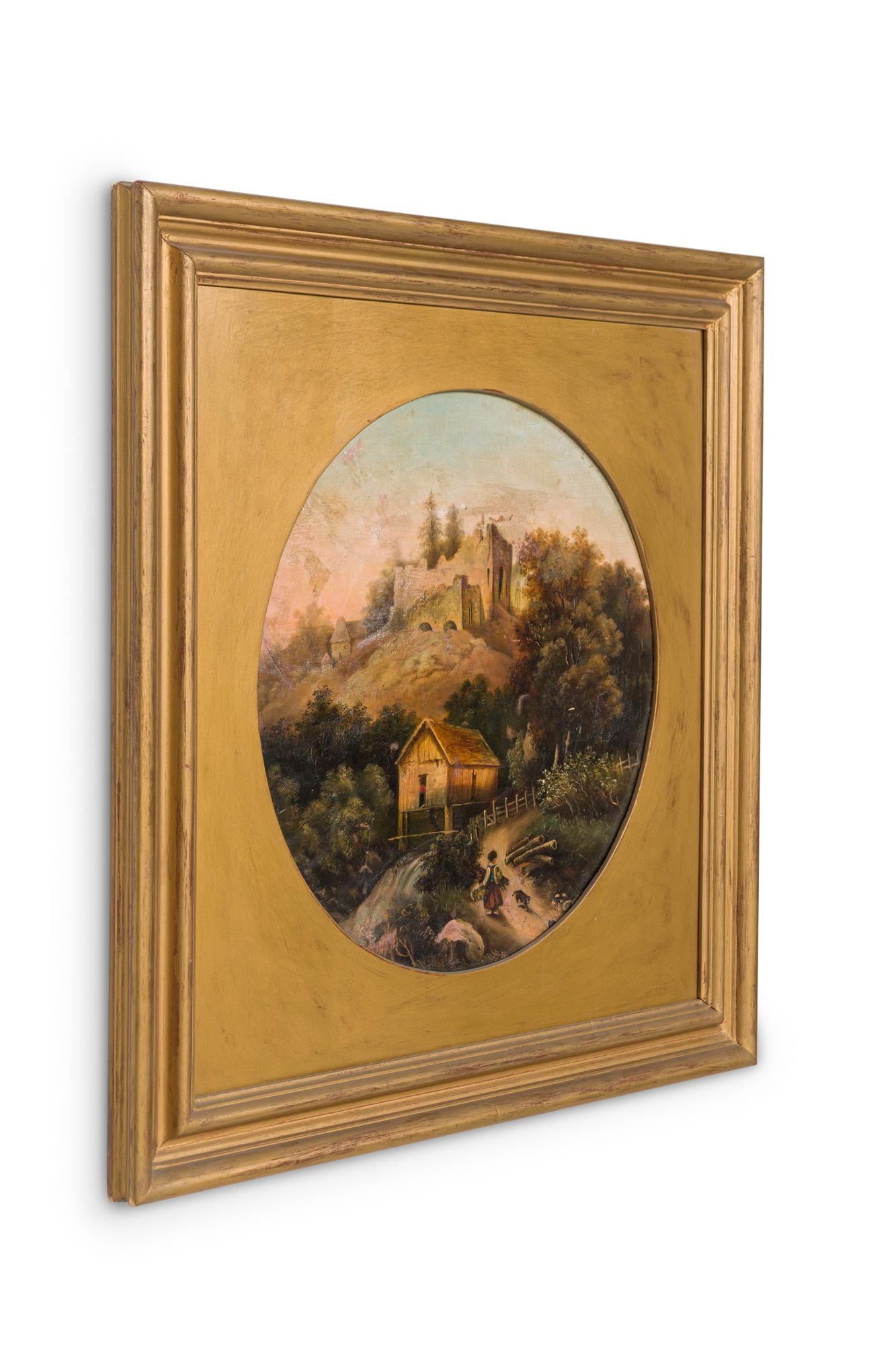 Pair of American Victorian Landscape Paintings in Gilt Frames 4