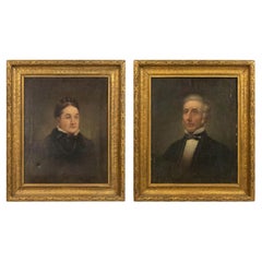 Pair of American Victorian Male and Female Portraits