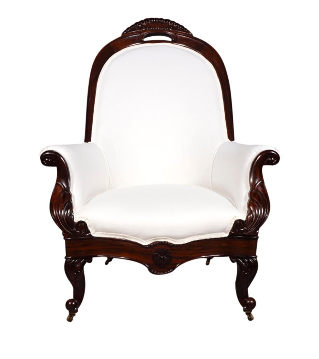 Pair Of American Victorian Rosewood Armchairs In Good Condition For Sale In Essex, MA