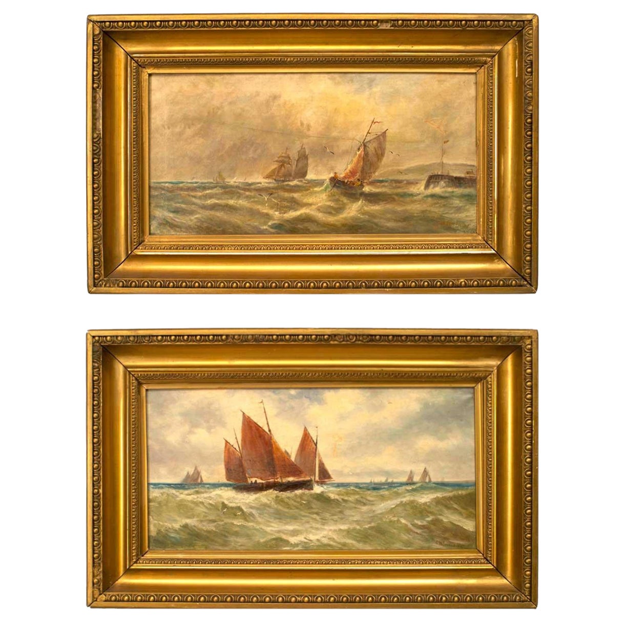 Pair of American Victorian Seascape Paintings