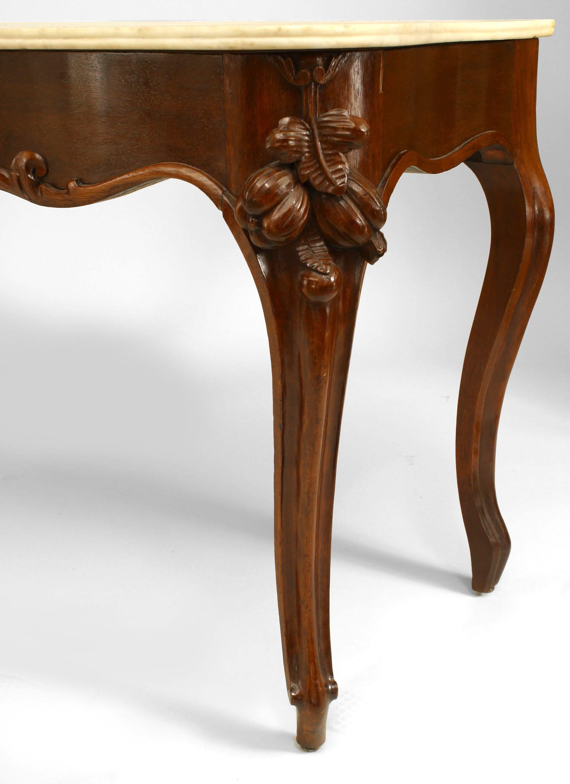 19th Century Pair of American Victorian Mahogany Marble Console Tables For Sale
