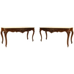 Pair of American Victorian Mahogany Marble Console Tables