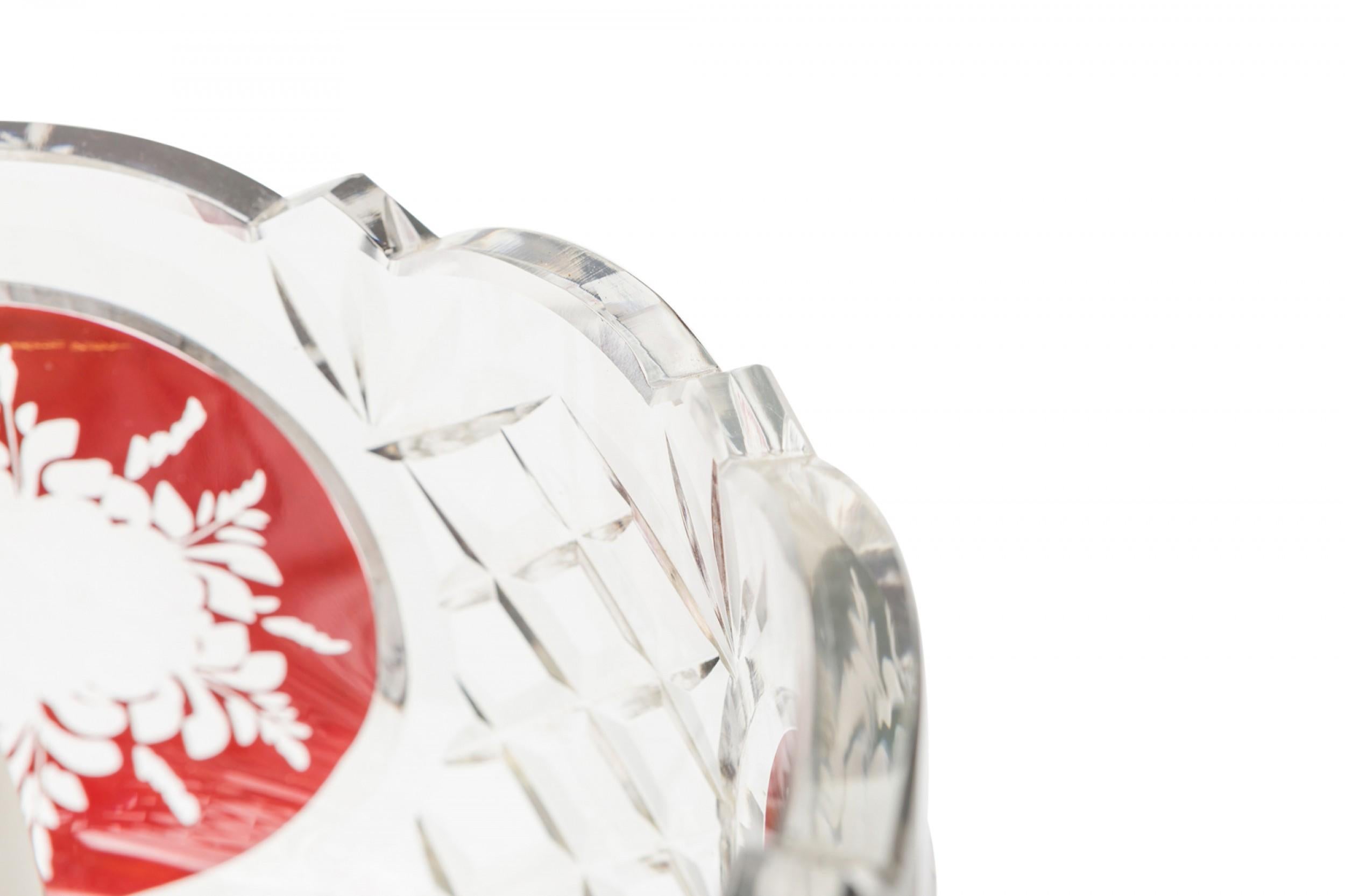 Pair of American Victorian Style Red and Clear Cut Crystal and Glass Table Lamps For Sale 2