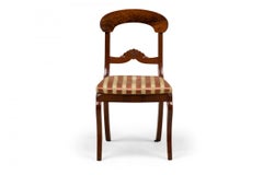 Pair of American Victorian Style Striped Upholstered Wooden Dining Side Chairs