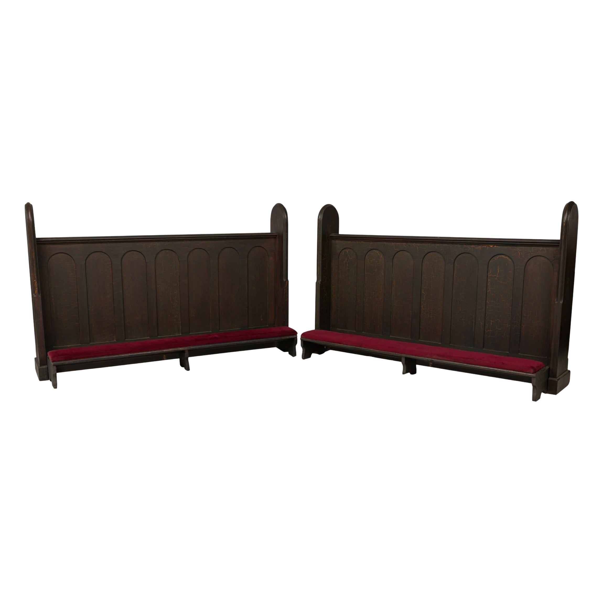 Pair of American Victorian Style Wooden Church Pew Kneelers For Sale