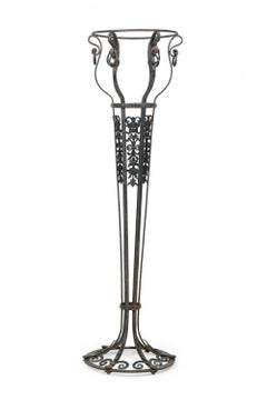 Pair of American Victorian Style Wrought Iron Outdoor Planters / Flower Stands