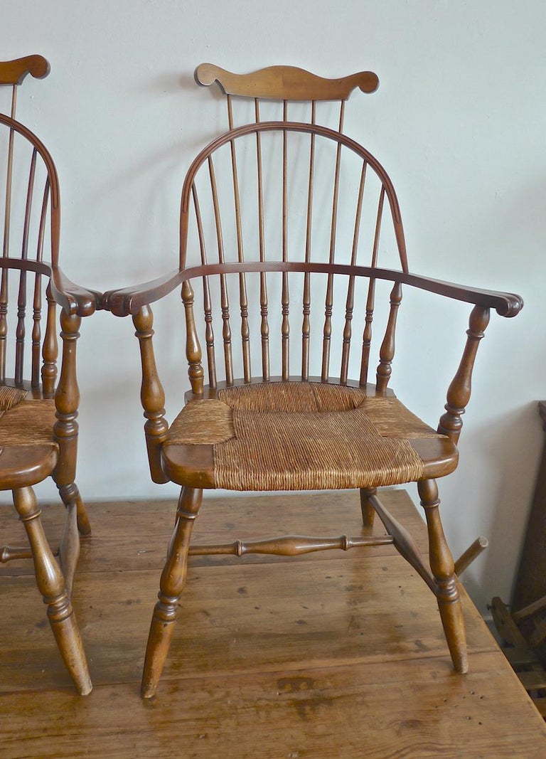 Pair of American Vintage High Back Windsor Armchairs For Sale at 1stdibs