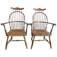 Pair of American Vintage High Back Windsor Armchairs