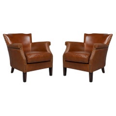 Pair of American West Leather Armchairs