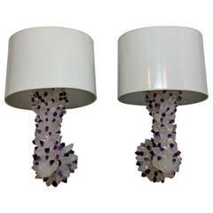 Pair of Amethyst and Crystal Quartz Wall Sconces