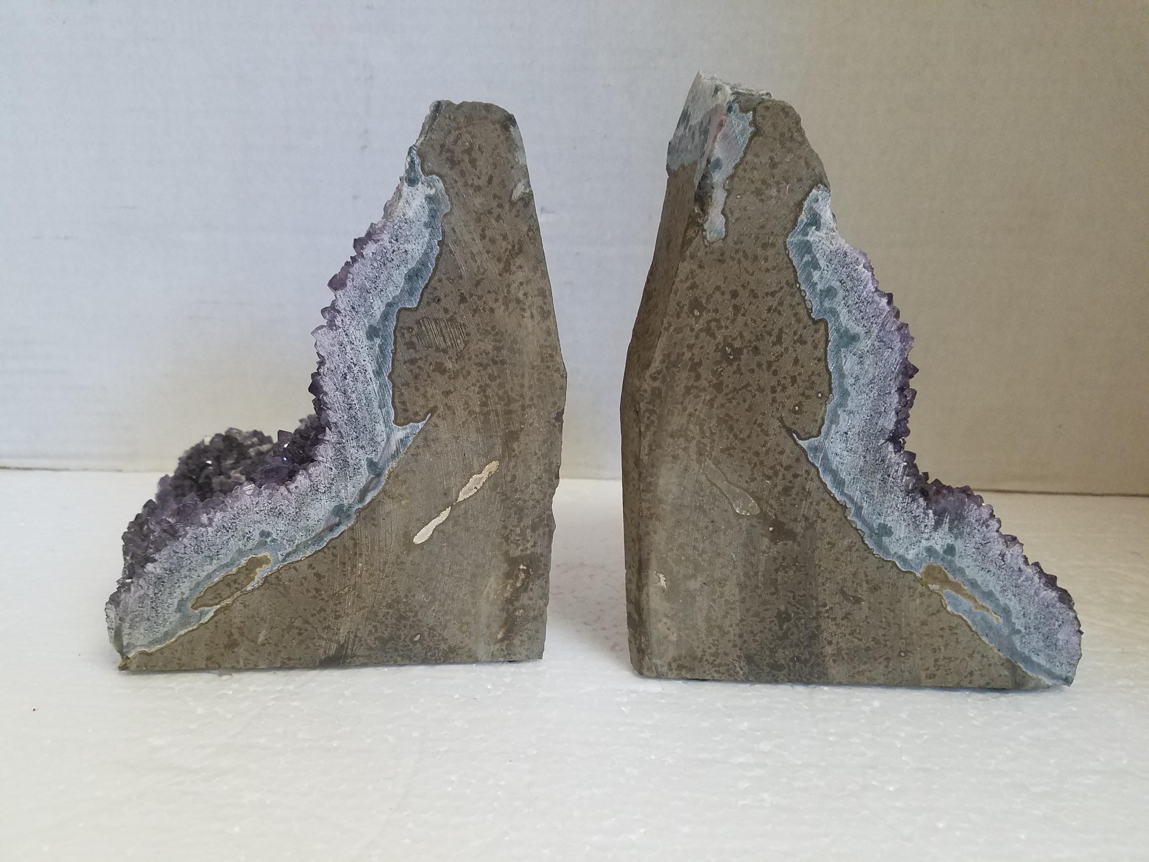 Brazilian Pair of Amethyst Bookends For Sale