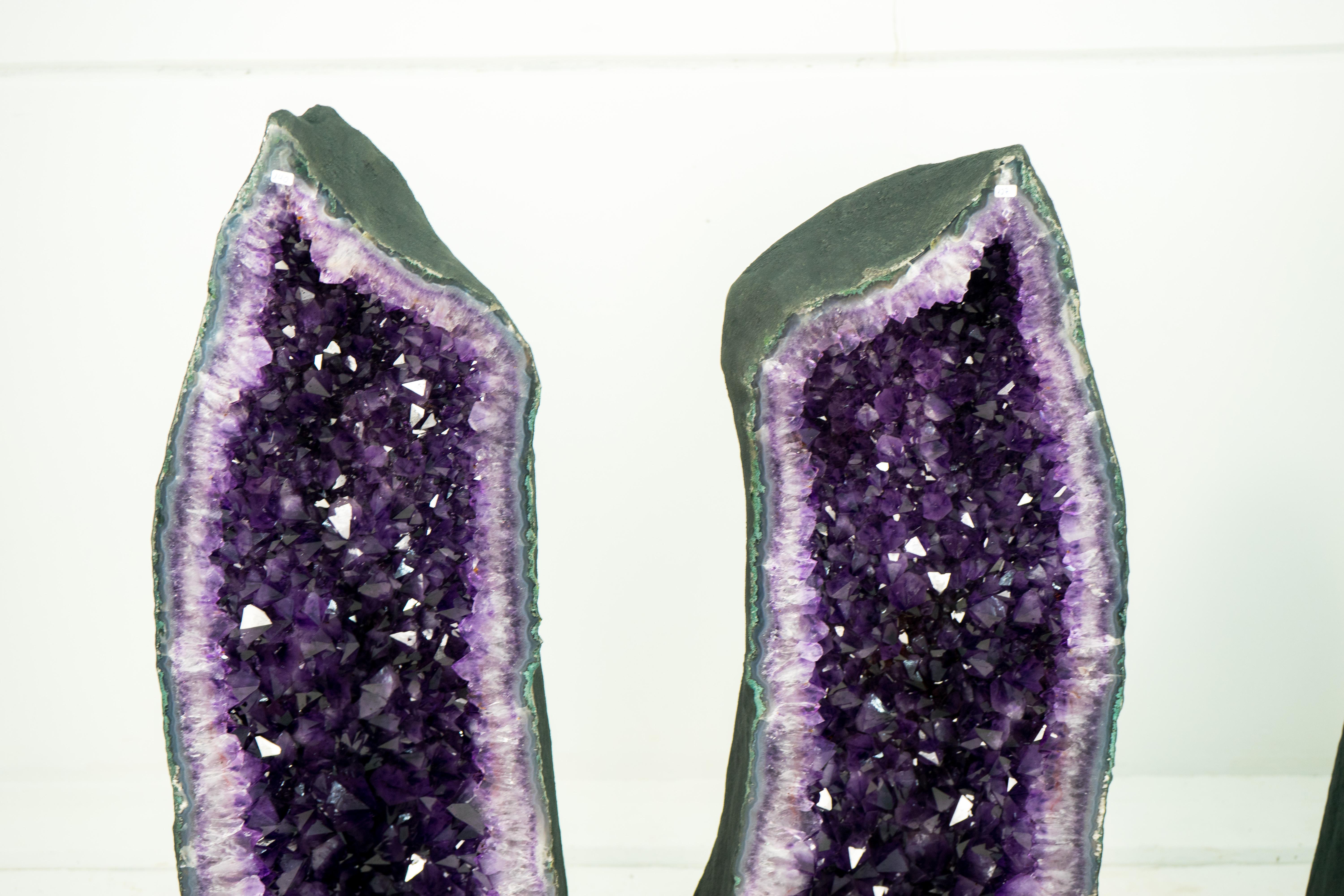 Pareja de Geodas Catedral de Amatista, Violeta Púrpura con Gran Drusa de Amatista en venta 5