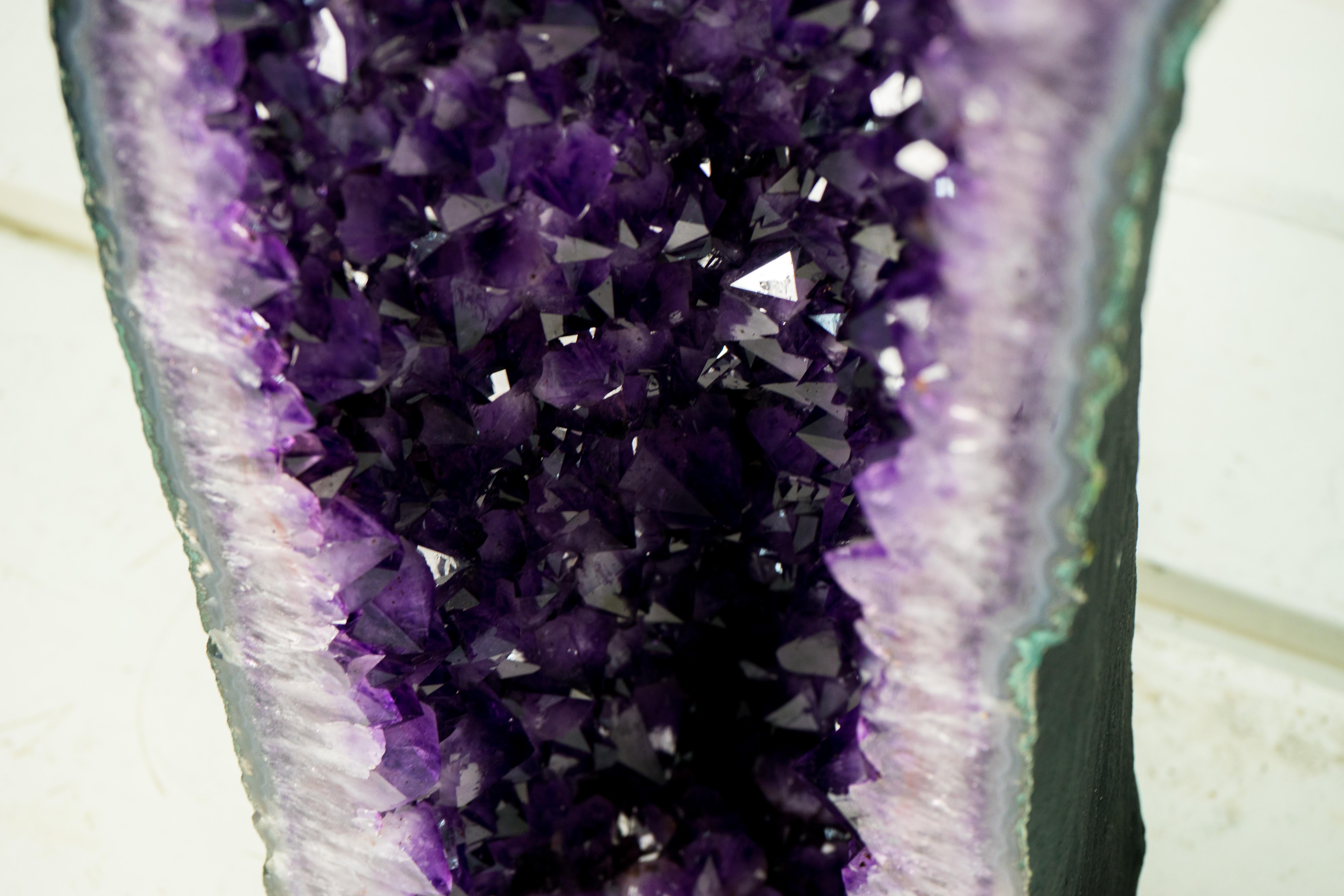 Pareja de Geodas Catedral de Amatista, Violeta Púrpura con Gran Drusa de Amatista Cristal en venta