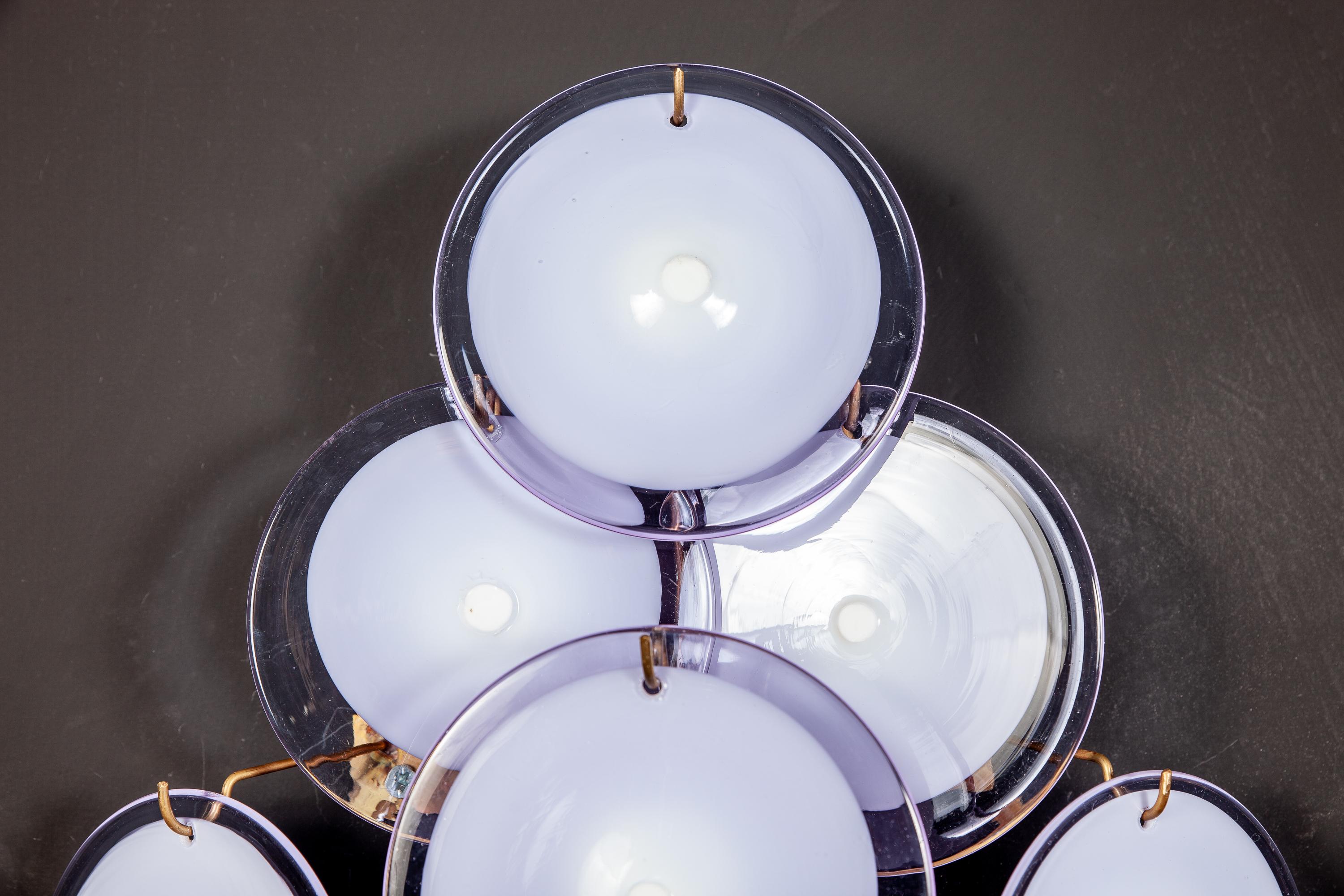 Pair of Amethyst Disc Murano Glass Sconces or Wall Light, 1970s In Excellent Condition In Rome, IT