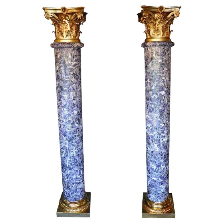 Paar Amethystsäulen im Empire-Stil im Angebot