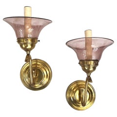 Pair of Amethyst Glass Sconces