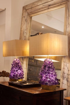 Pair of Amethyst Lamps, Demian Quincke