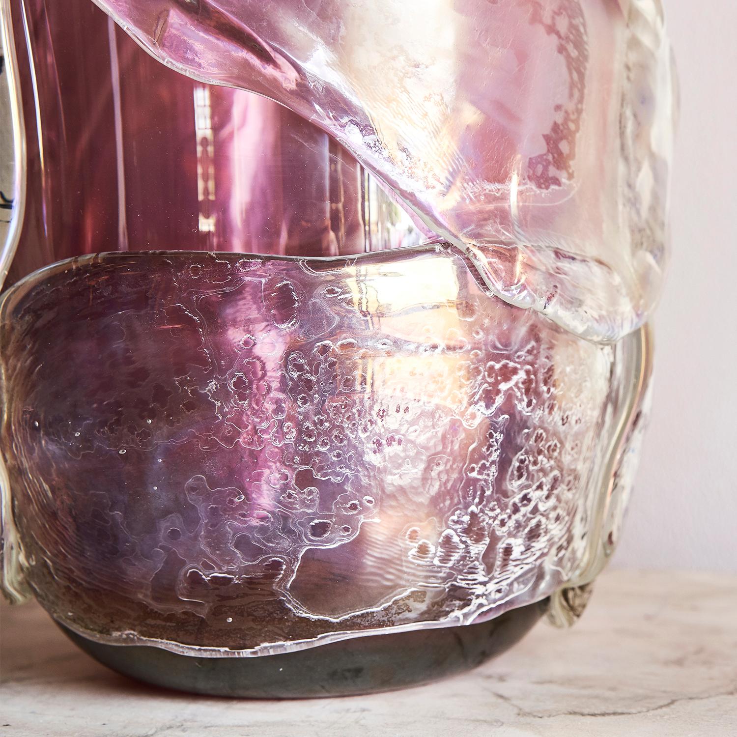 20th Century Lilac Italian Pair of Amethyst Murano Glass Vases 1
