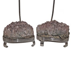 Pair of Amethyst Stone Table Lamps