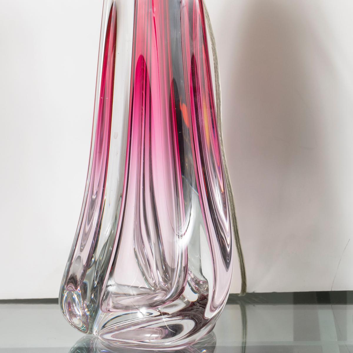 Pair of Amorphic Sommerso Murano Glass Lamps For Sale 2
