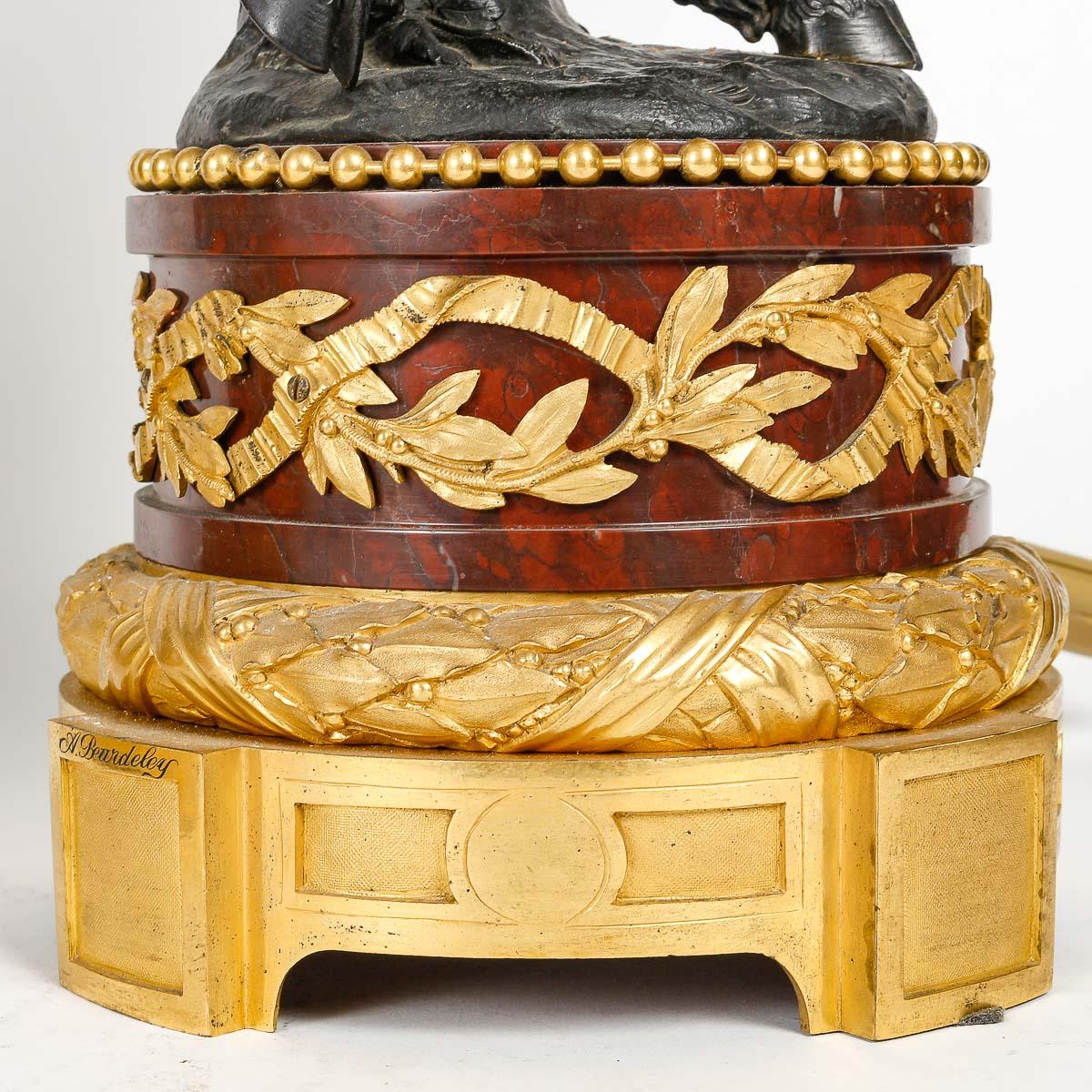Napoleon III Pair of Amours Candelabra, Grande décoration, Gilt bronze, Antique bronze.