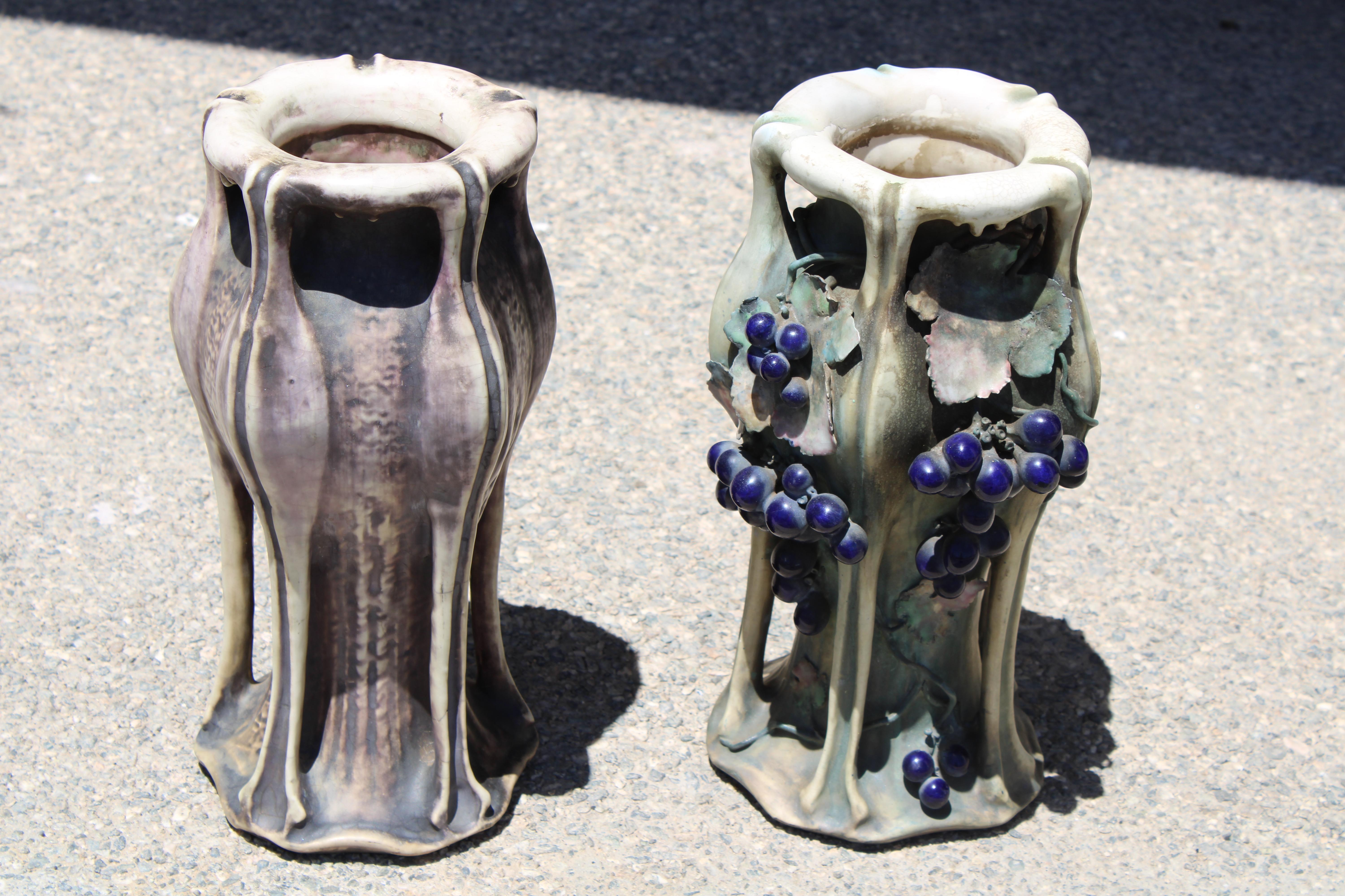Pair of Austrian Amphora EDDA vases by Fritz Eichmann for RStK (Riessner, Stellmacher and Kessel). Each measure about 14.5