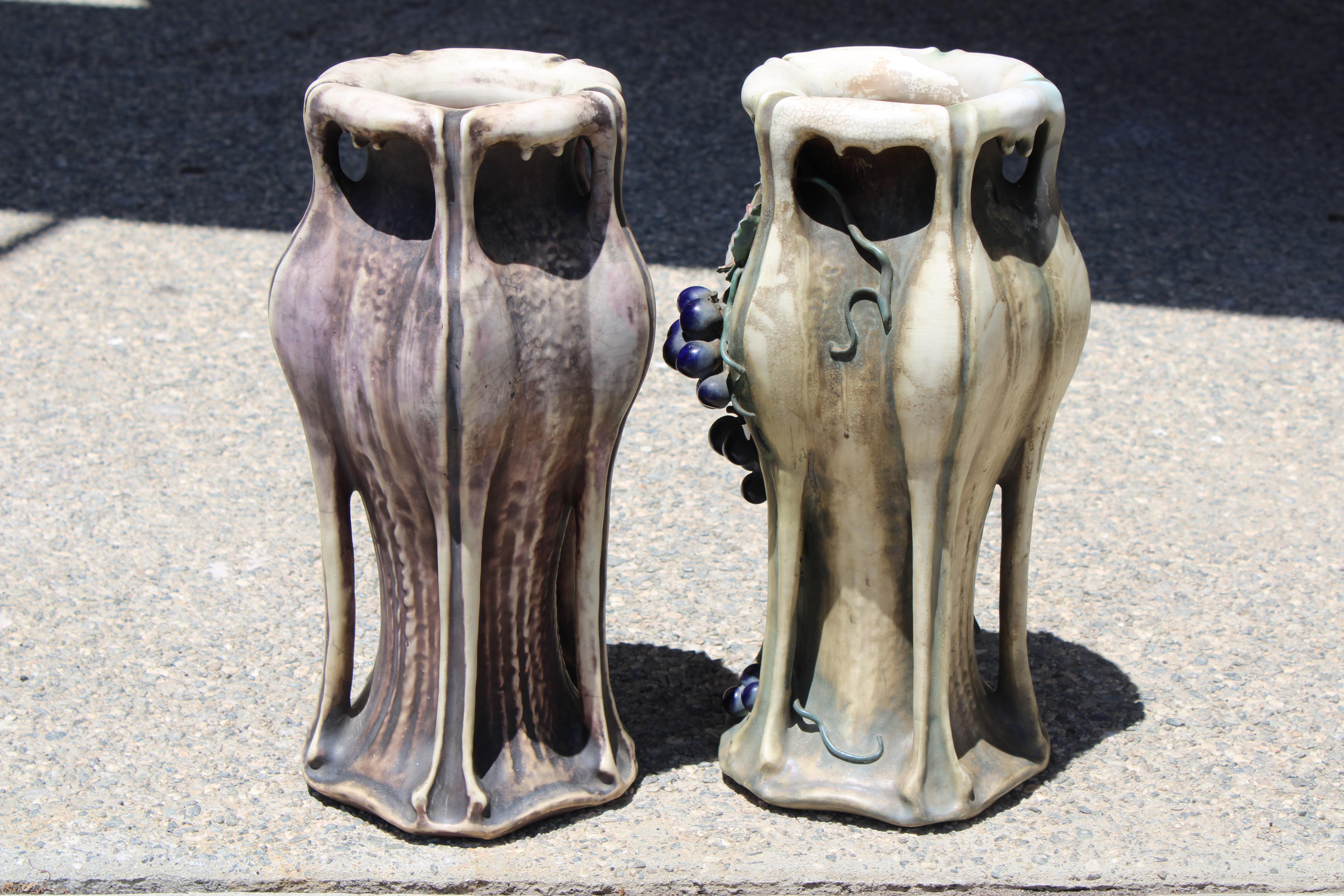 Art Nouveau Pair of Amphora EDDA Vases by Fritz Eichmann